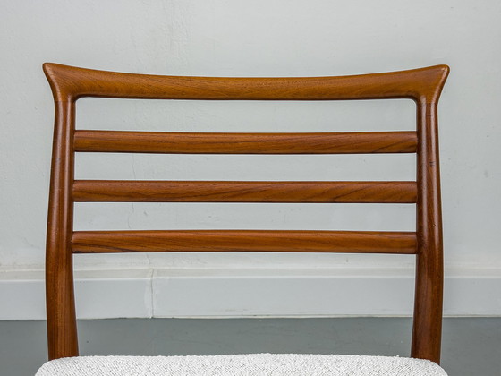 Image 1 of Teak & Bouclé Eetkamerstoel van Erling Torvits voor Sorø Stolefabrik, jaren 60