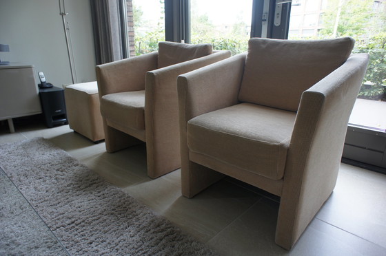 Image 1 of 2x Molinari fauteuils met bijbehorende hocker