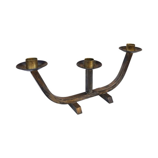 Vintage kandelaar van geborsteld messing, Oostenrijk 1970