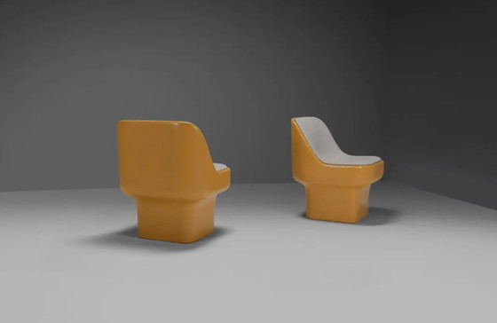 Image 1 of 2x Architectural Fiberglass Lounge Chairs van Douglas Deeds