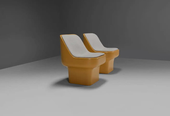 Image 1 of 2x Architectural Fiberglass Lounge Chairs van Douglas Deeds