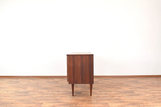 Image 1 of Mid Century Noten dressoir met handgeschilderd patroon, 1960S.