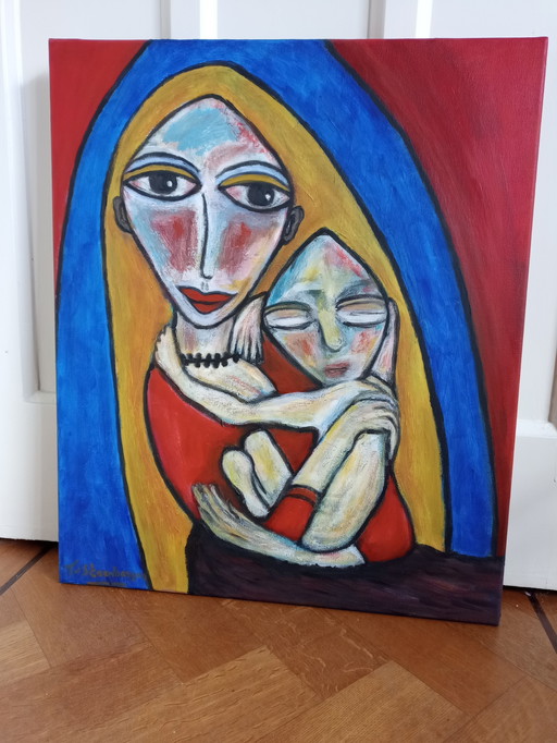 Tineke van Steenbergen - Woman with child schilderij