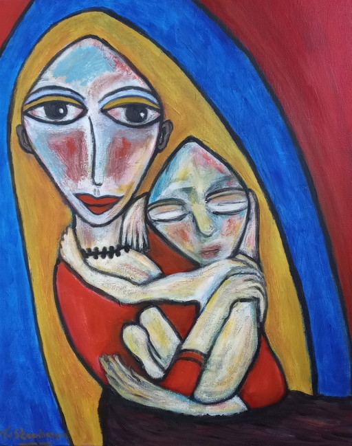 Tineke van Steenbergen - Woman with child schilderij