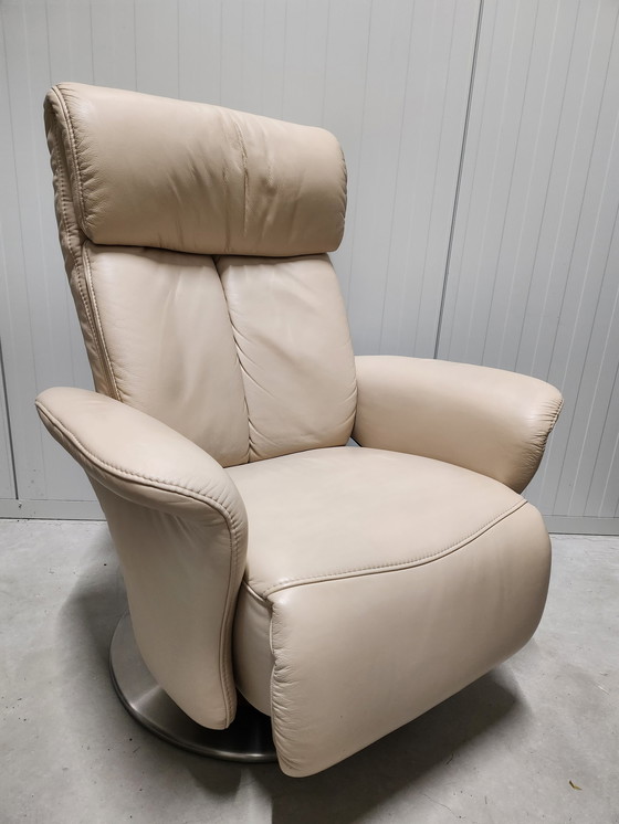 Image 1 of Himolla Relaxstoel 7527 met functie Beige Leer draaitafel