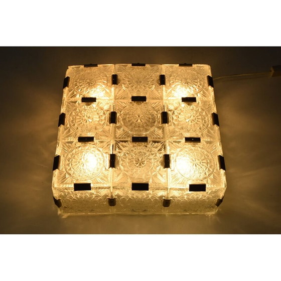 Image 1 of Vintage plafondlamp in geslepen glas en metaal van Kamenicky Senov, Tsjecho-Slowakije 1960
