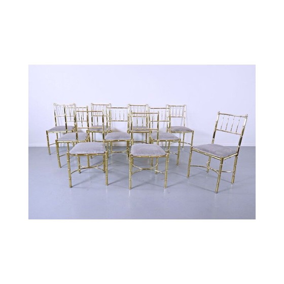 Image 1 of Set van 10 vintage messing stoelen 1940