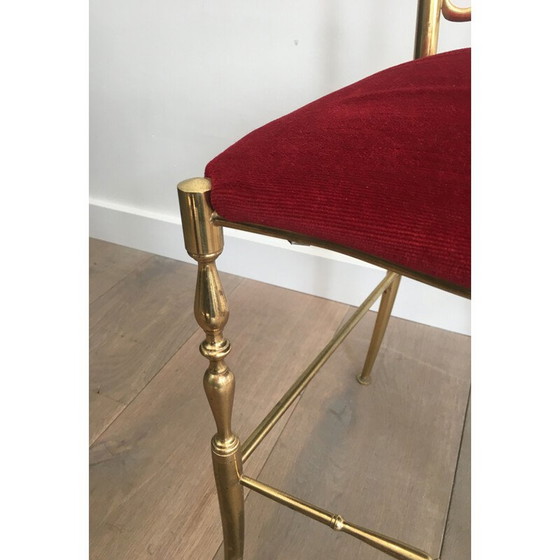Image 1 of Vintage chiavari stoel in messing en rode stof 1940