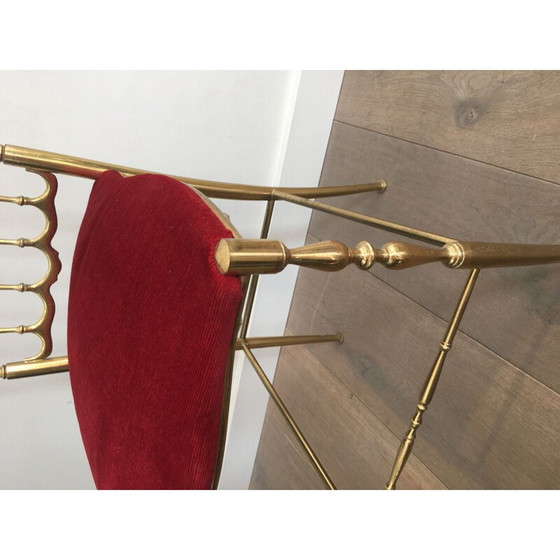 Image 1 of Vintage chiavari stoel in messing en rode stof 1940