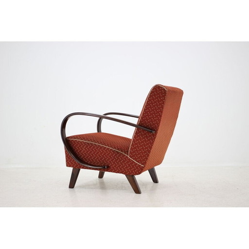 Vintage beukenhouten en stoffen fauteuil van Jindich Halabala, Tsjecho-Slowakije 1960