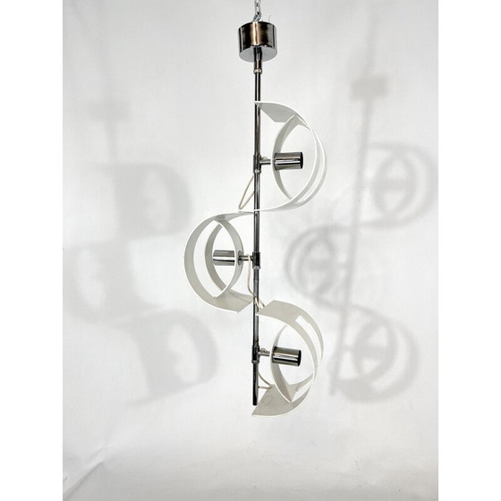 Image 1 of Vintage Italiaanse chromen kroonluchter van Stilux Milano, jaren 1960