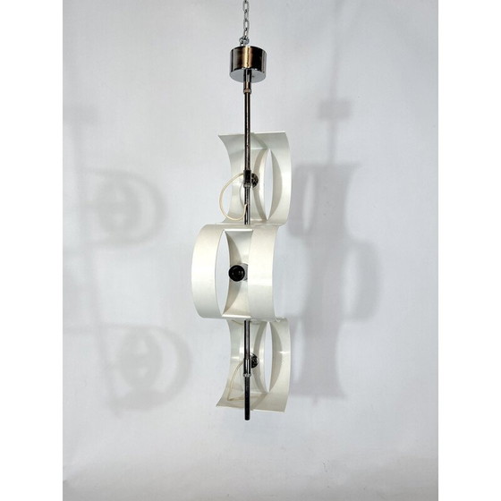 Image 1 of Vintage Italiaanse chromen kroonluchter van Stilux Milano, jaren 1960