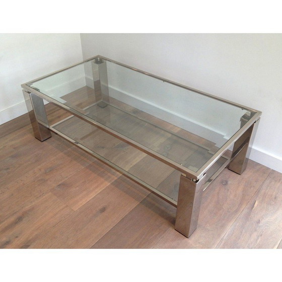 Image 1 of Vintage chromen salontafel, 1970