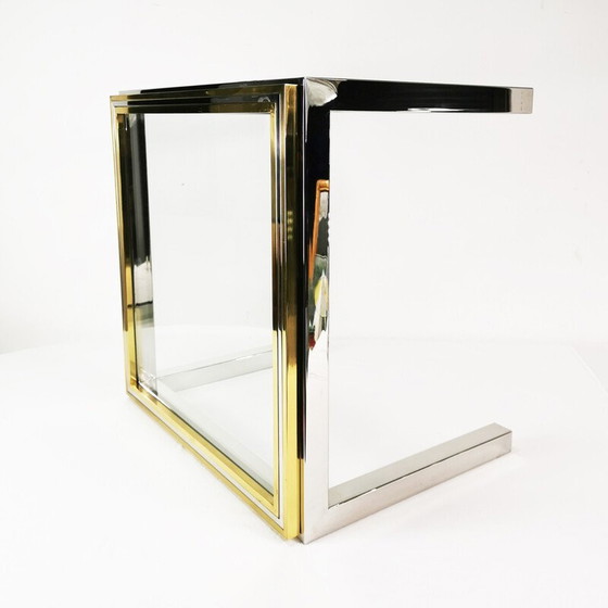 Image 1 of Vintage Flaminia salontafel in verchroomd metaal en messing, Italië 1970