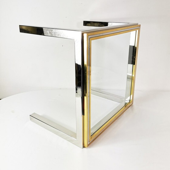 Image 1 of Vintage Flaminia salontafel in verchroomd metaal en messing, Italië 1970