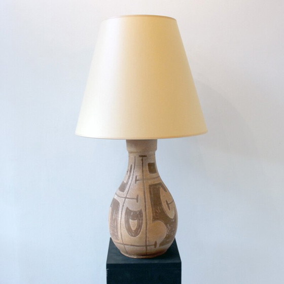 Image 1 of Vintage keramieken tafellamp met geometrische decoraties, 1960