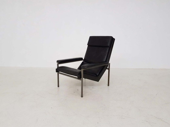 Image 1 of Rob Parry voor Gelderland zwart lederen fauteuil, The Nerherlands 1960's