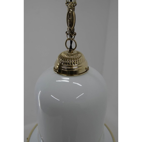 Image 1 of Art Nouveau vintage hanglamp van glas en messing, jaren 1920