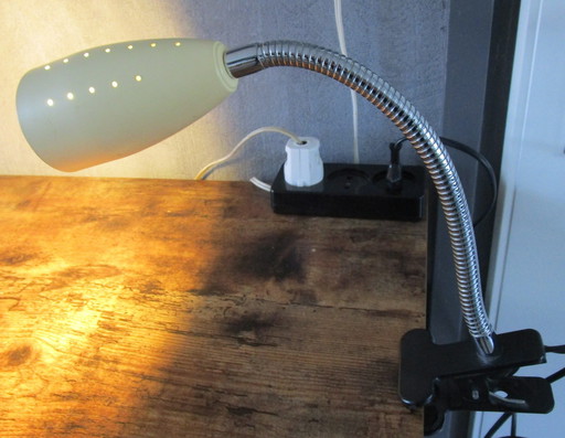 Mooie Vintage "Gooseneck" Klemlamp