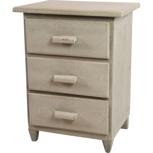 Vintage Gustaviaanse grijsgeschilderde commode met 3 laden, 1850