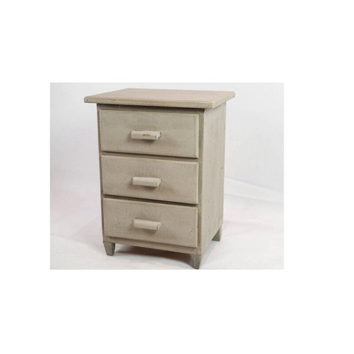 Vintage Gustaviaanse grijsgeschilderde commode met 3 laden, 1850