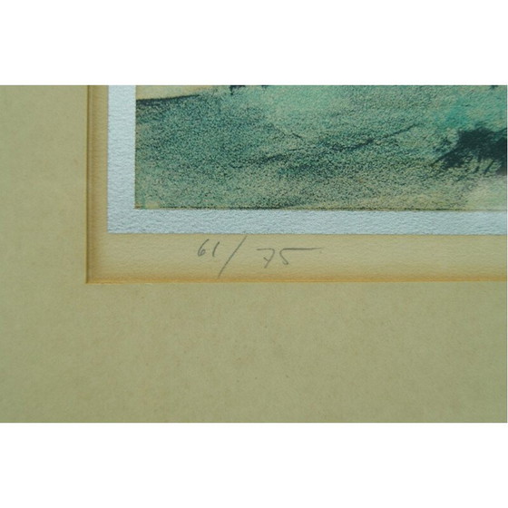 Image 1 of Scandinavische surrealistische vintage handlitho van Bertil Berg, 1970