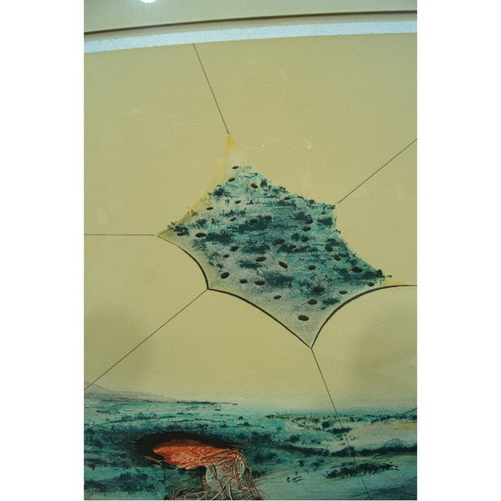 Image 1 of Scandinavische surrealistische vintage handlitho van Bertil Berg, 1970