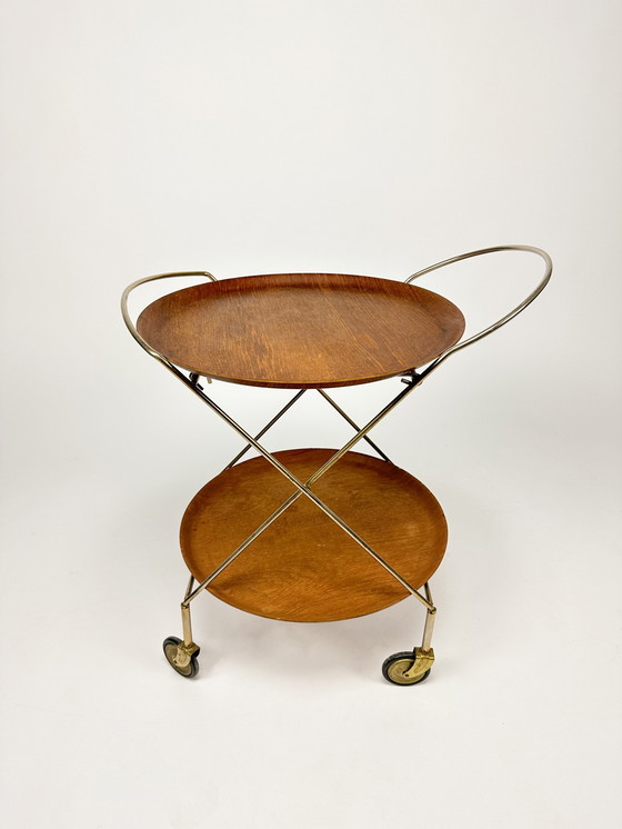 Image 1 of Mid Century 1950S Dienblad met twee laden / Butlers / Cocktail Trolley van Ary Zweden