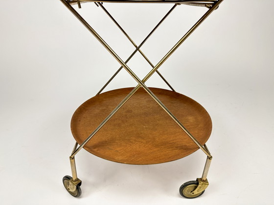 Image 1 of Mid Century 1950S Dienblad met twee laden / Butlers / Cocktail Trolley van Ary Zweden