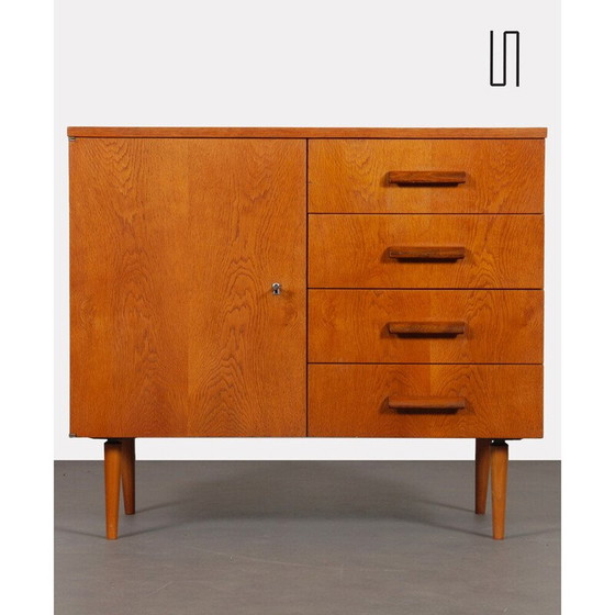 Image 1 of Vintage eikenhouten commode met 4 laden voor Up Zavody, Tsjecho-Slowakije 1960