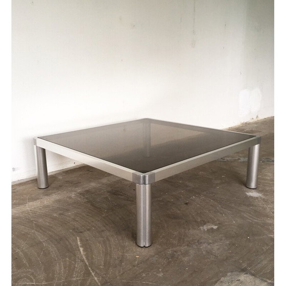 Image 1 of Vintage glazen en aluminium salontafel van Kho Liang, 1974