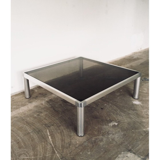 Image 1 of Vintage glazen en aluminium salontafel van Kho Liang, 1974