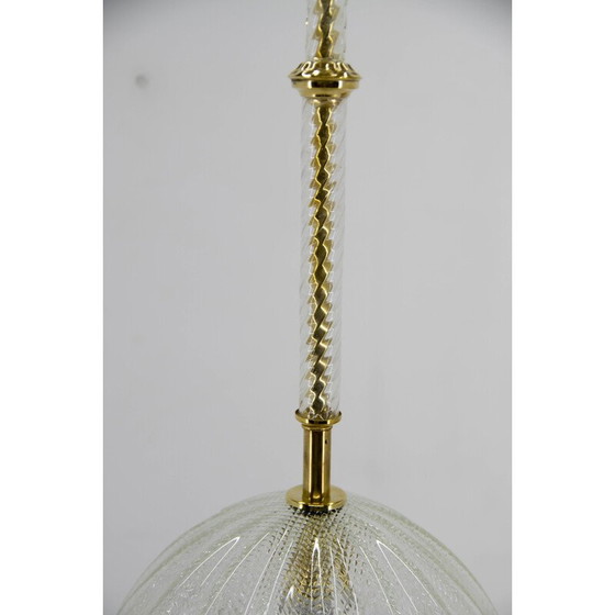 Image 1 of Vintage hanglamp van messing en glas, Italië 1970