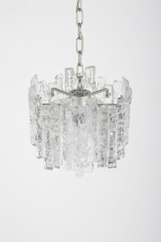 Image 1 of Luster Met 'Ijs Glas' Van Kalmar Franken, Jaren '60