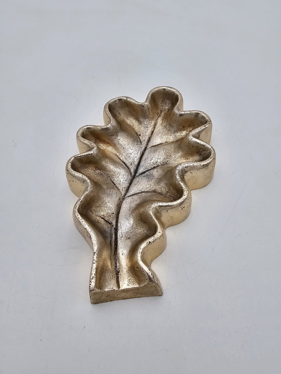 Image 1 of Antiek Bronzen "Feuille" Zak Dienblad