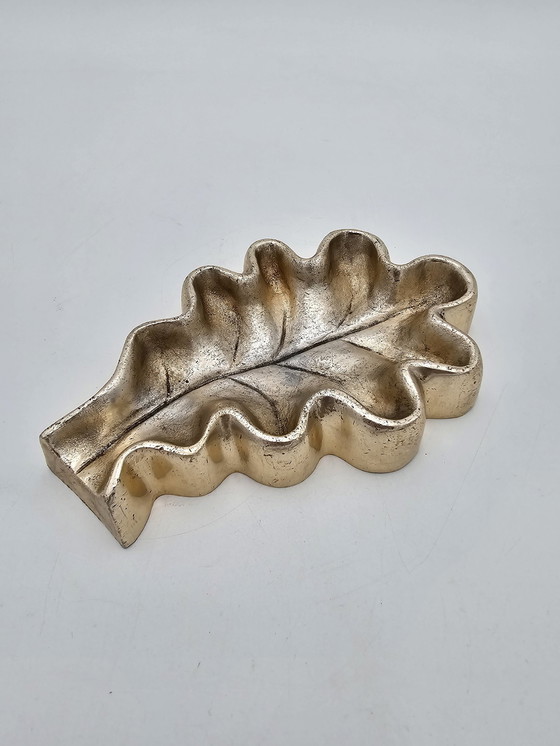 Image 1 of Antiek Bronzen "Feuille" Zak Dienblad