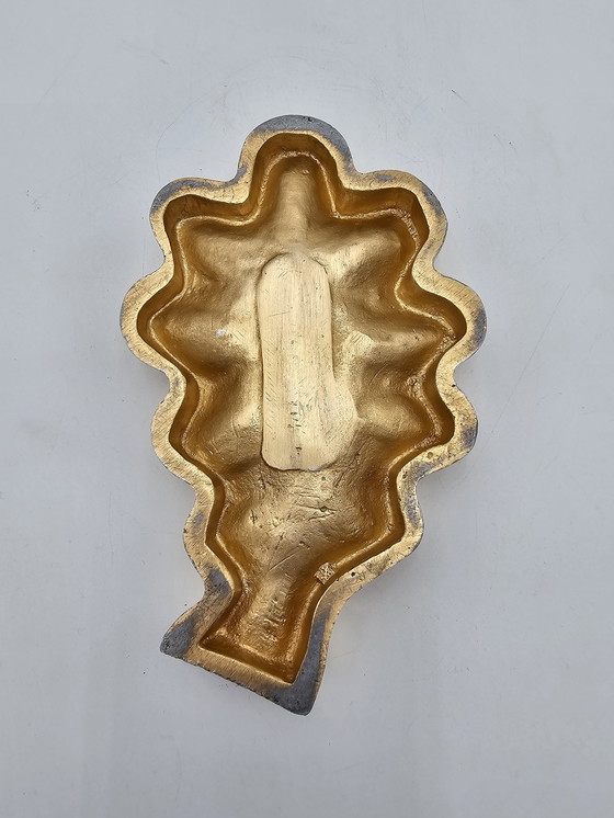 Image 1 of Antiek Bronzen "Feuille" Zak Dienblad