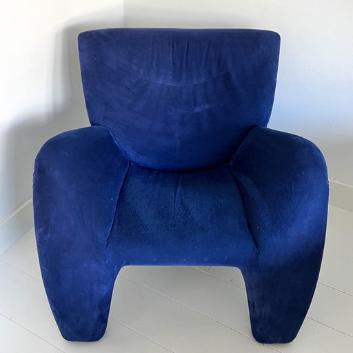 Leolux Echnaton fauteuil blauw alcantara