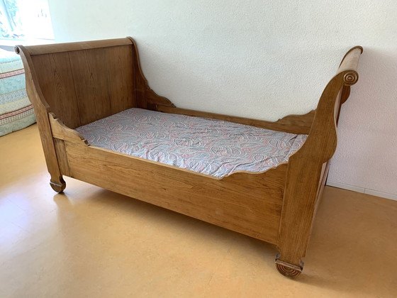 Image 1 of Vintage eikenhouten bed + op maat gemaakt matras