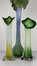3 X Vintage Murano Jack In The Pulpit Calla Lily Vazen 
