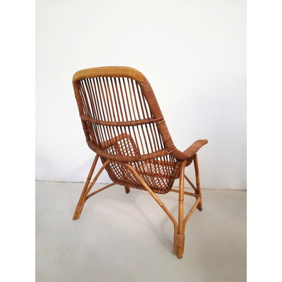 Image 1 of Paar vintage rieten en bamboe fauteuils van George Coslin voor Gervasoni, Italië