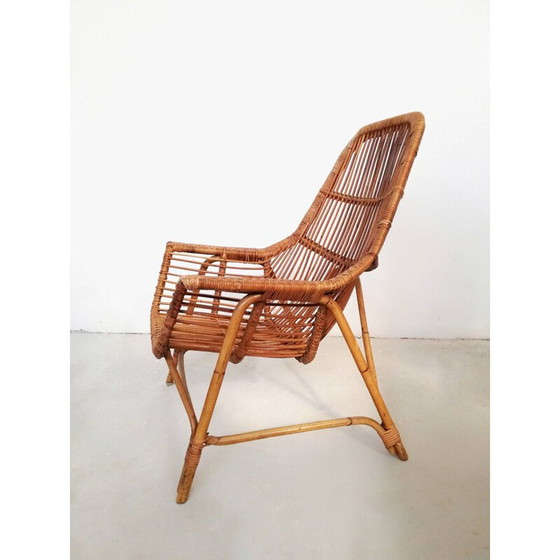 Image 1 of Paar vintage rieten en bamboe fauteuils van George Coslin voor Gervasoni, Italië