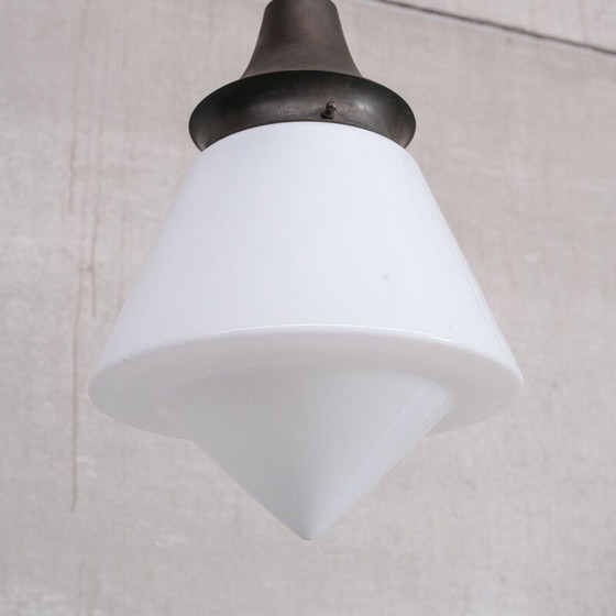 Image 1 of Duitse vintage opaline glazen hanglamp, jaren 1930