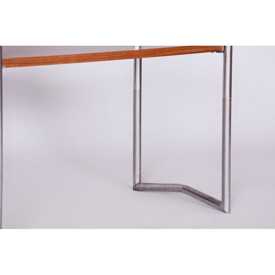 Image 1 of Vintage walnoot en stalen bijzettafel door Hynek Gottwald, Tsjecho-Slowakije 1930