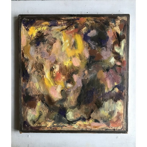 Vintage abstract schilderij van Robert Fontené, 1960