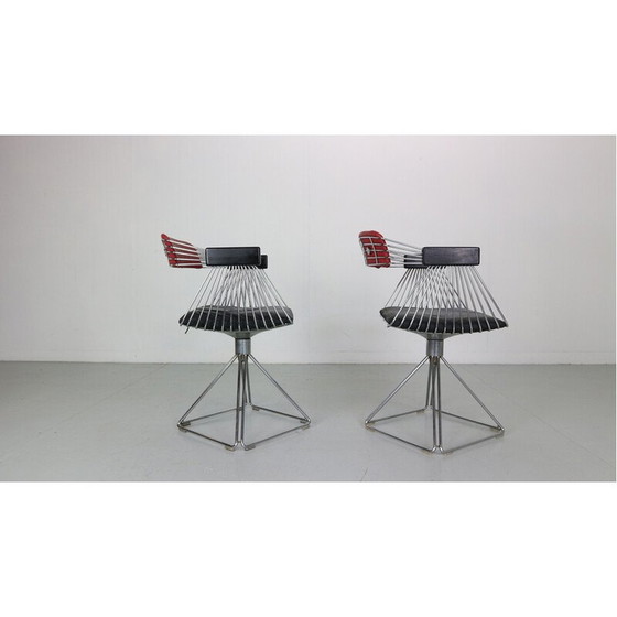 Image 1 of Paar vintage "Delta" draadfauteuils van Rudi Verelst voor Novalux, België 1971