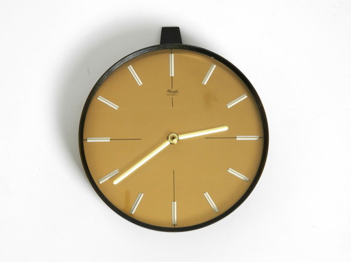 Prachtige Zeer Elegante Zware Mid Century Kienzle Wandklok Van Brons En Messing