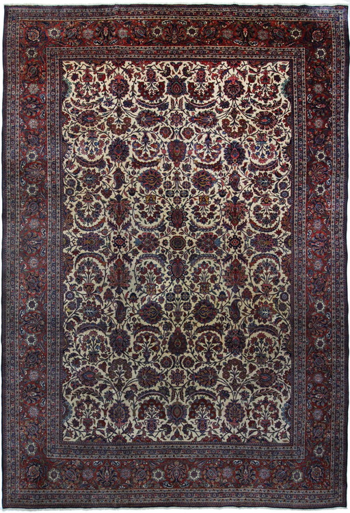 Originele Oude Antieke Keshan Mohtasham Zeer Fijn Semi Antiek 385 X 260 cm