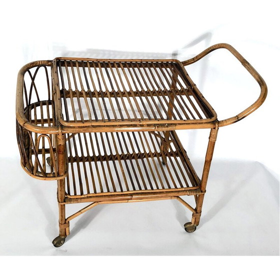 Image 1 of Vintage bamboe bar trolley, Italië 1950