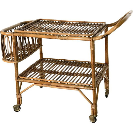 Image 1 of Vintage bamboe bar trolley, Italië 1950